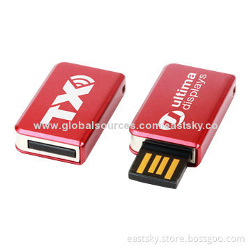 Custom Slide Pen Drive, Made of Metal, USB2.0 Interface, 64MB to 32GB Memory Capacity